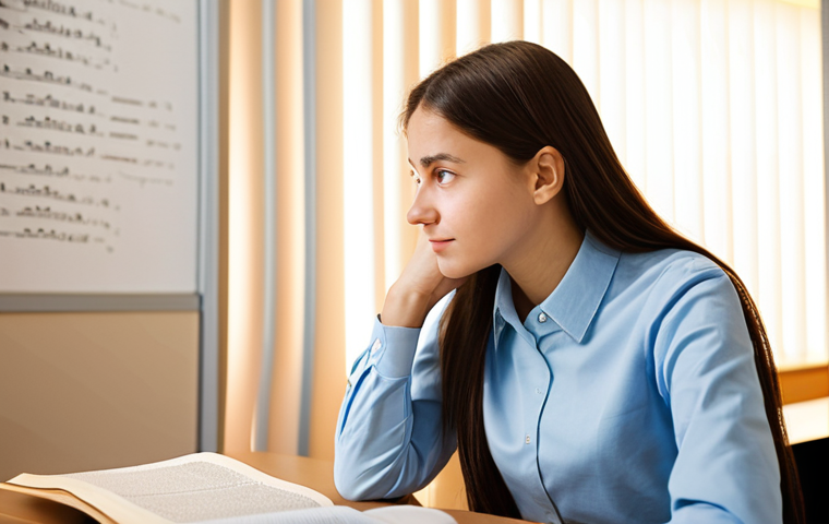 A professional female student, fully clothed in modest, modern attire, sits attentively at a clean, minimalist desk in a brightly lit, contemporary study room. She is deeply focused, with an expression of clarity and understanding as stylized sound waves and glowing phonetic symbols gently emanate from an open German language textbook. The background features blurred, warm lighting, emphasizing a peaceful learning environment. Professional photography, high quality, perfect anatomy, correct proportions, natural pose, well-formed hands, proper finger count, natural body proportions, safe for work, appropriate content, family-friendly.