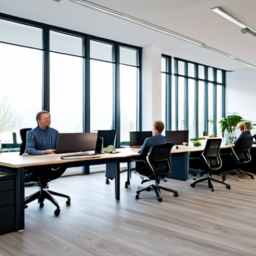 Home 4 독일어 IT 및 프로그래밍 용어 - Modern German Office**
"A diverse team of IT professionals collaborating in a modern, open-plan off...