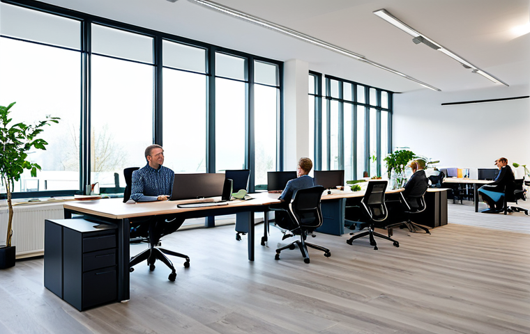 독일어 IT 및 프로그래밍 용어 - Modern German Office**
"A diverse team of IT professionals collaborating in a modern, open-plan off...