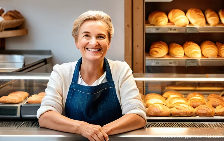독일어 인사말 정리 - **Prompt 1: A warm morning greeting at a traditional German bakery.**
"A cozy, brightly lit Germ...